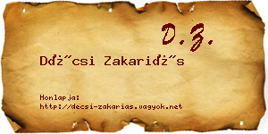 Décsi Zakariás névjegykártya